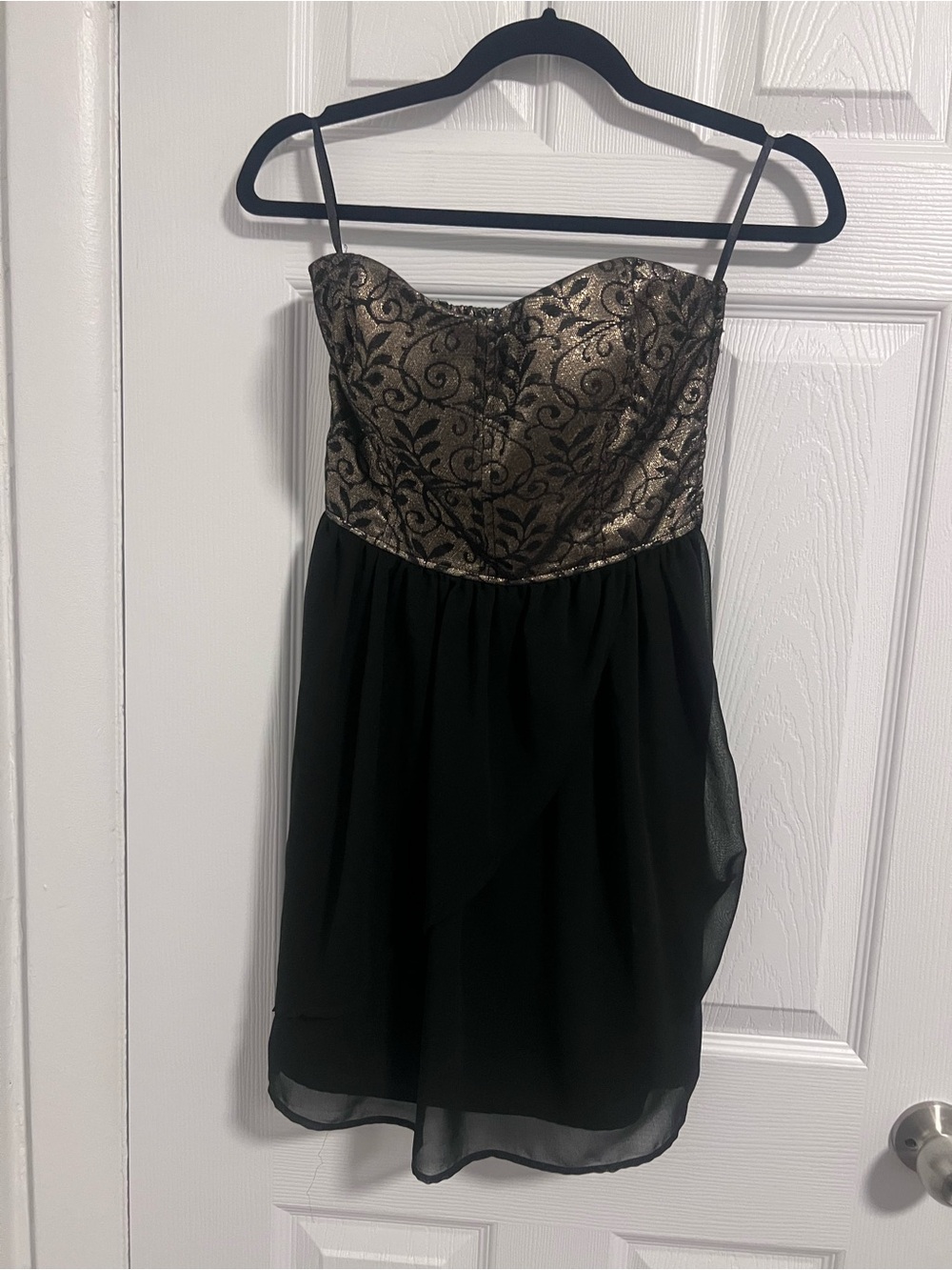 Dynamite - Strapless Black and Gold Mini Dress